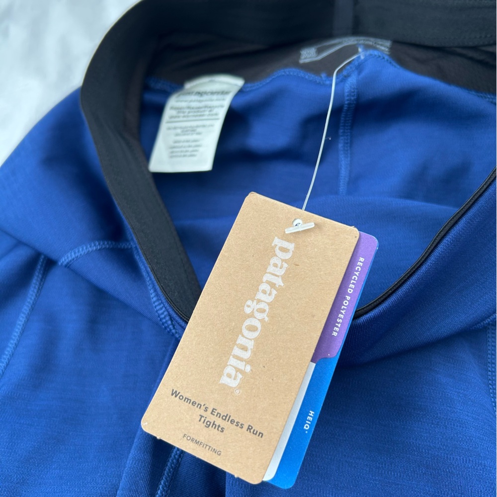 NWT Patagonia Blue and Black Endless Run Tights - Picture 3 of 7